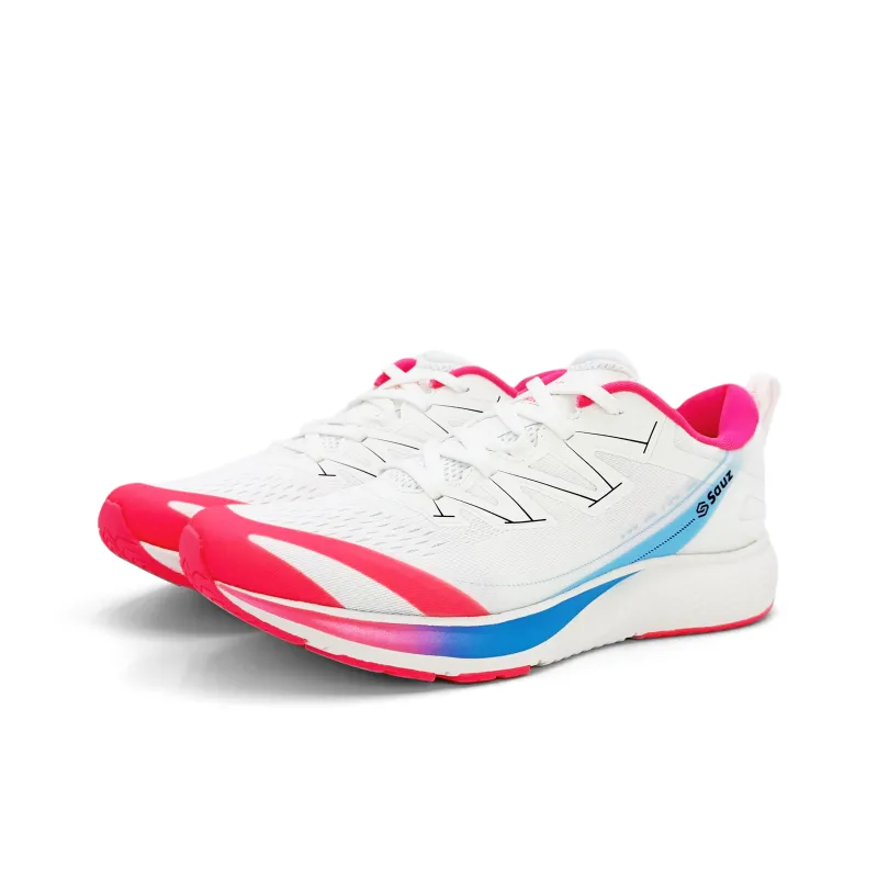 Sauz Cushioning Coverage Breathable Low Top Casual Training Sprint Running Shoes Unisex White Pink Blue-2