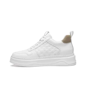 Frank Mully Height Increasing Abrasion Resistant Slip Resistant Low Top Skateboard Shoes Unisex White