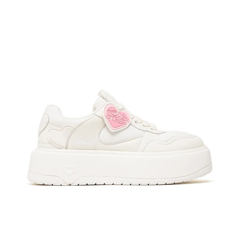 PINK AMOR Height Increasing Low Top Skateboard Shoes Unisex White Angel-3