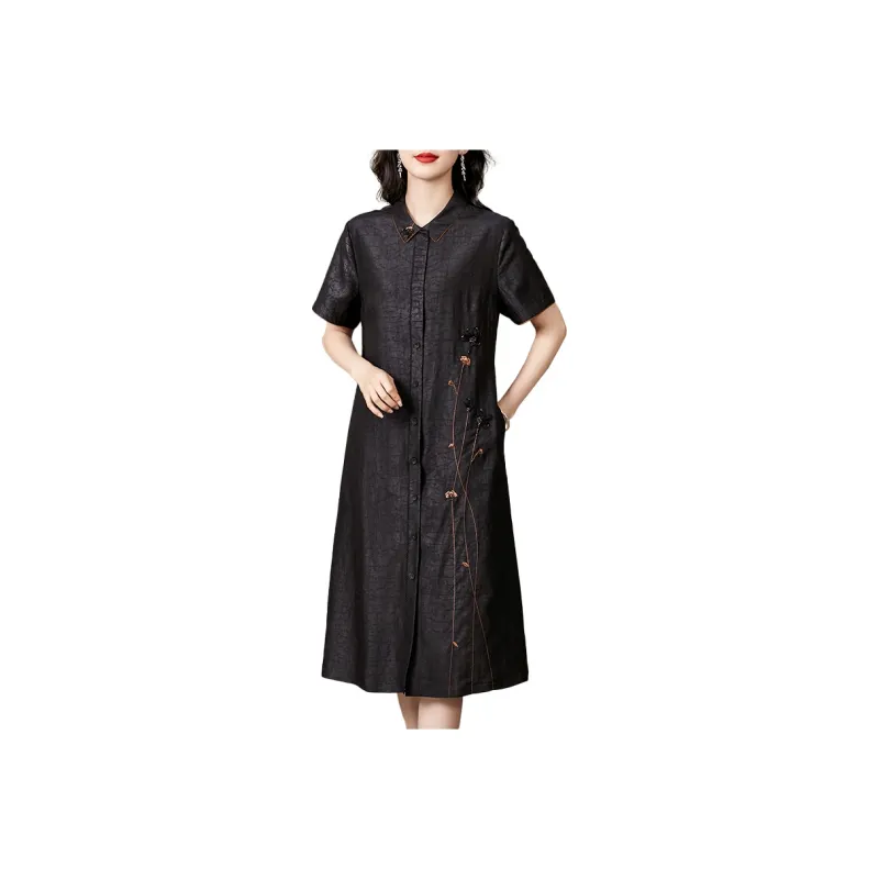 Yi Mengyuan Silk Short Sleeved Dress Women's-0