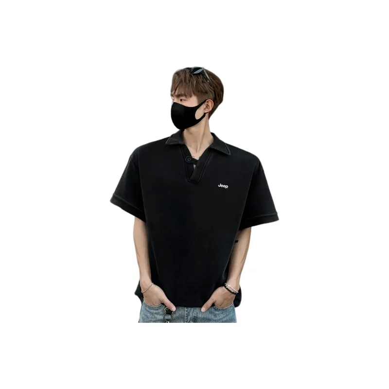 Jeep Polo Shirt Unisex Washed Black-0