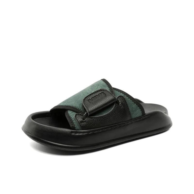 V ZERO FIVE Rubber Sole Leather Patchwork Slip Resistant Shock Absorbers Slide Slippers Men's-9