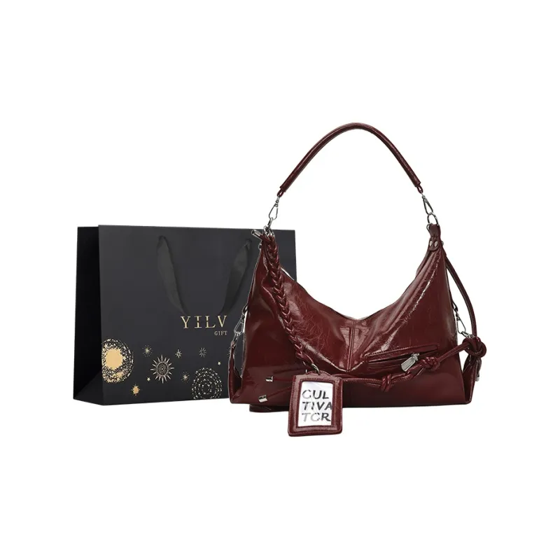 Yi Brigade PU Shoulder Bag Regular Women's Black/White/Red/Silver-12