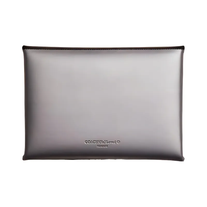 COACH Pouch Leather Wallets Clutches Large Size Women's Black & Gray-1