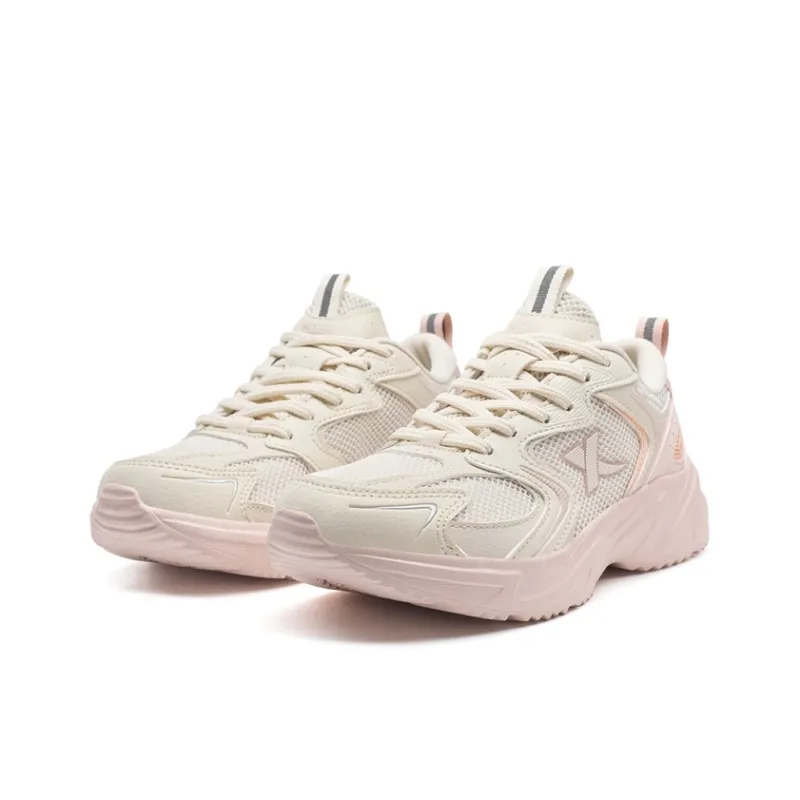 XTEP Wear resistant And Lightweight Low Top Casual Shoes Women's White Sand Gray Light Pink-2