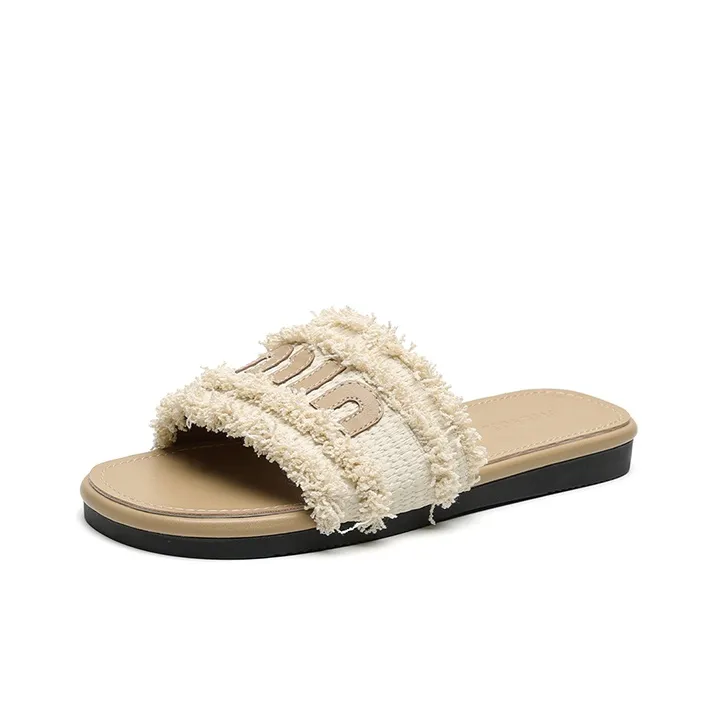 FIVE PLUS Slip Resistant Slide Slippers Women's Beige-1