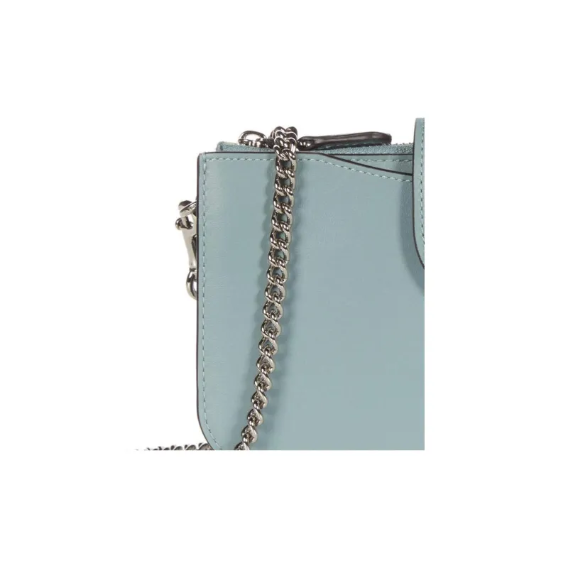 COACH TurnlockCrossbody Pebble Texture Cow Leather Crossbody Bag, Shoulder Bag Medium Size Women's Lake Blue-2