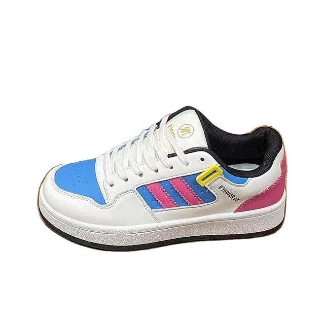 JimiXiong Low Top Skateboard Shoes Women's White Blue Red-2
