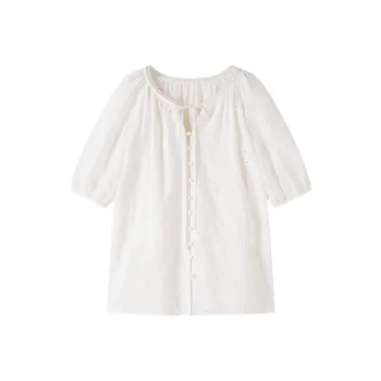 XIANGYING Shirts Women's Heron White