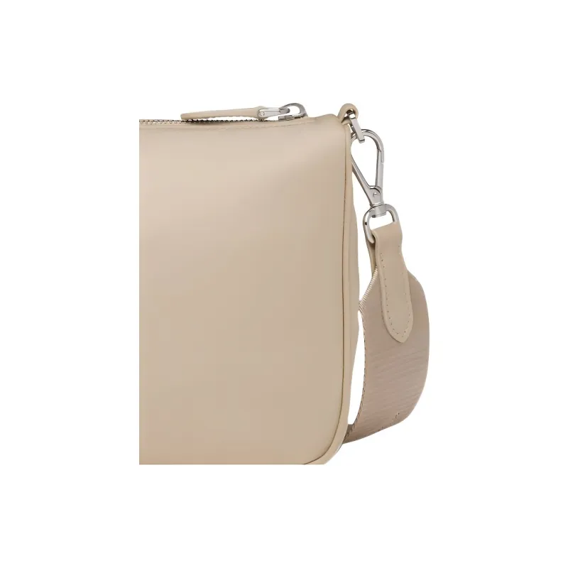 PRADA Saffiano Leather Detail Shoulder Bag Crossbody Bag Women's Beige-4