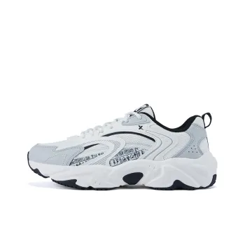 XTEP Shock Absorbers Slip Resistant Breathable Low Top Chunky Sneakers Men's White Gray Black