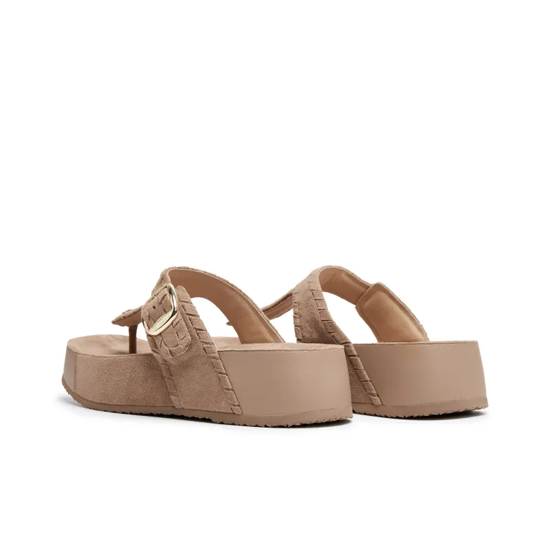 Staccato Rubber Sole Flip Flops Women's Milk Tea Apricot-3