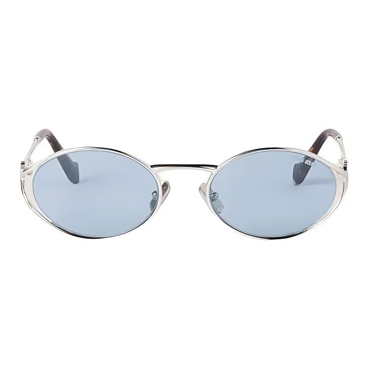 MIU MIU Metal Oval Sunglasses Women's Silver-1