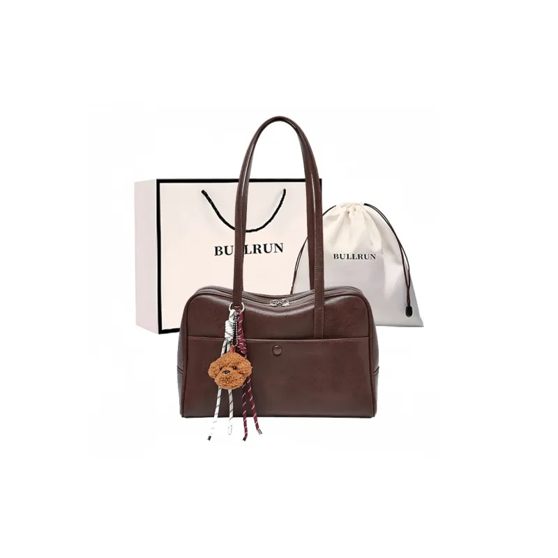 Bullrun Synthetic Leather Handbag, Shoulder Bag Regular Women's Vegetable Tanned Coffee-0