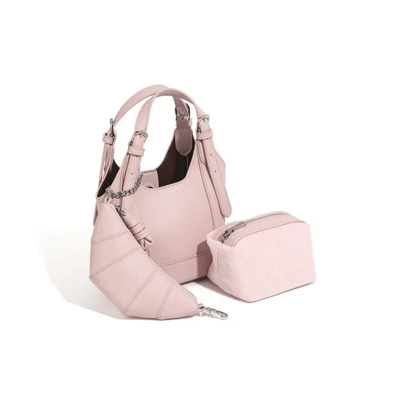 Vigno Synthetic Leather Shoulder Bag, Crossbody Bag, Handbag Regular Women's Pink/Black/Ecru-4