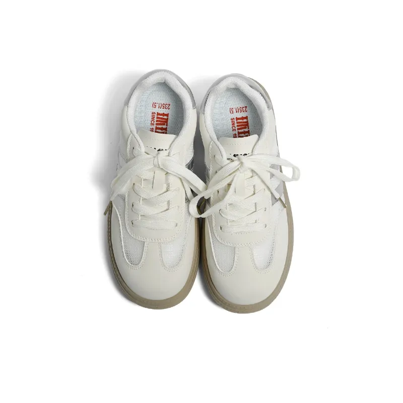 HUANQIU Slip Resistant, Abrasion Resistant, Lightweight Low Top Skateboard Shoes Women's Beige Silver-5