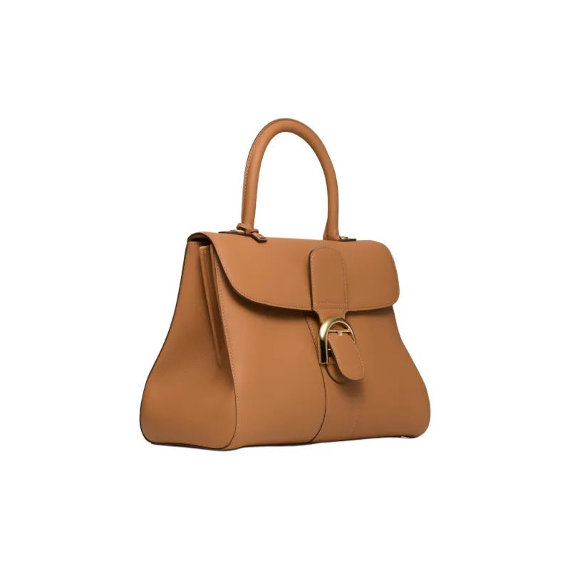 Delvau Brillant Calfskin One Shoulder Handbag Medium Size Women's Brown-1
