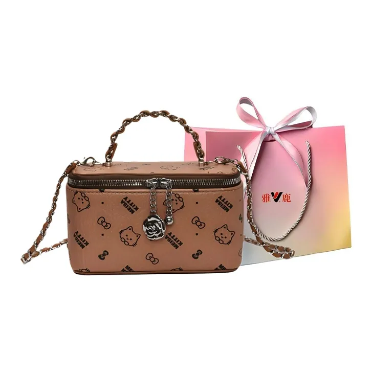 Yalu PU Box Bag, Shoulder Bag, Crossbody Bag, Handbag Women's White/Pink/Brown-3