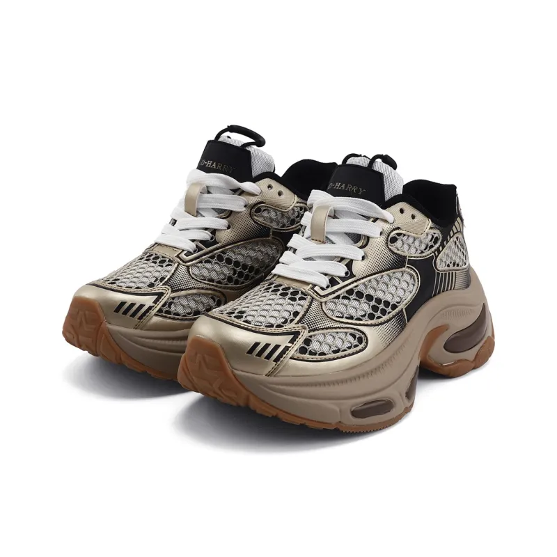 DHARRY Leisure Time Collection Height Increasing Breathable Low Top Chunky Sneakers Women's-13