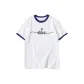 White with Navy Blue Edge