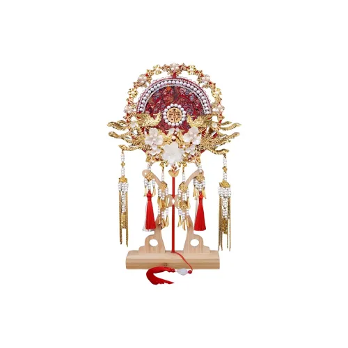TLIT Twill Damask And Silk Newlywed Chinese Fashion Trend DIY Finished Product New Chinese Style Round Folding Fan
