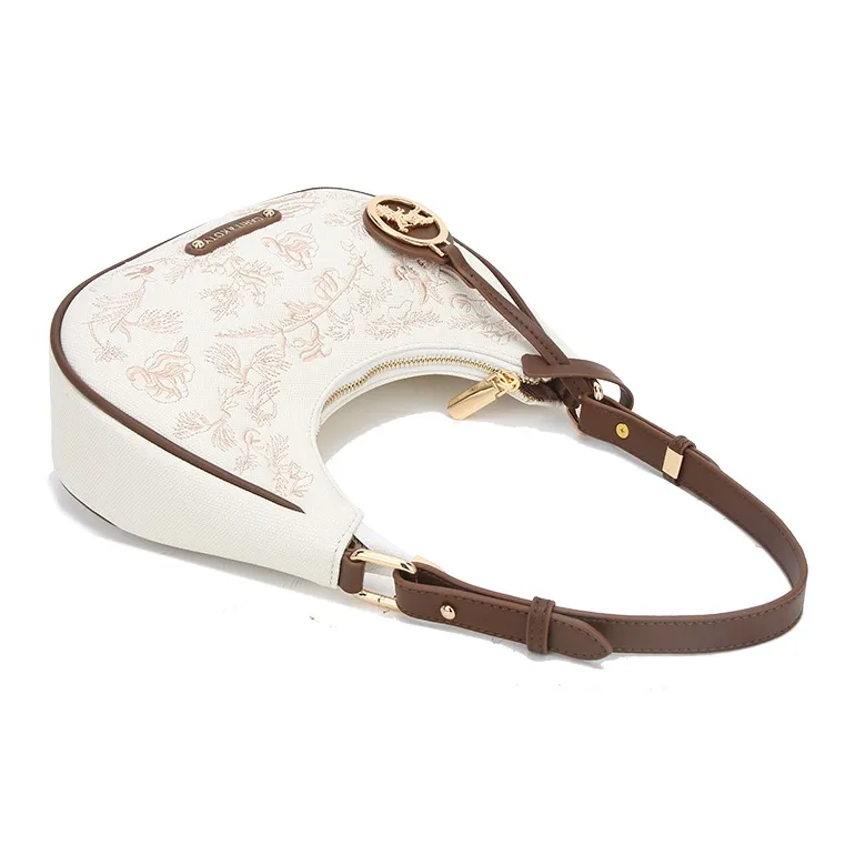 Carit&Koty Polyurethane Synthetic Leather Shoulder Bag Medium Size Women's Ecru Brown-2