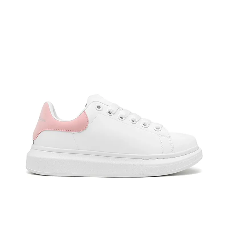 NFL Wide White Loose Fit Sneakers Low Top Skateboard Shoes Women's White Pink-1
