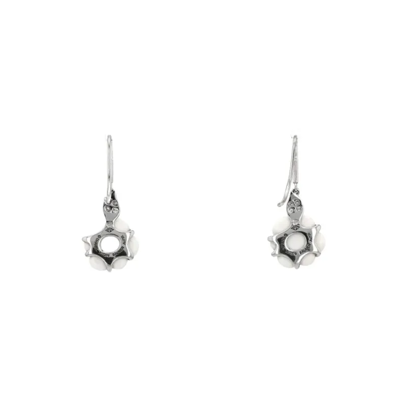 CHANEL White Gold Agate And Diamond Camellia Earrings-2