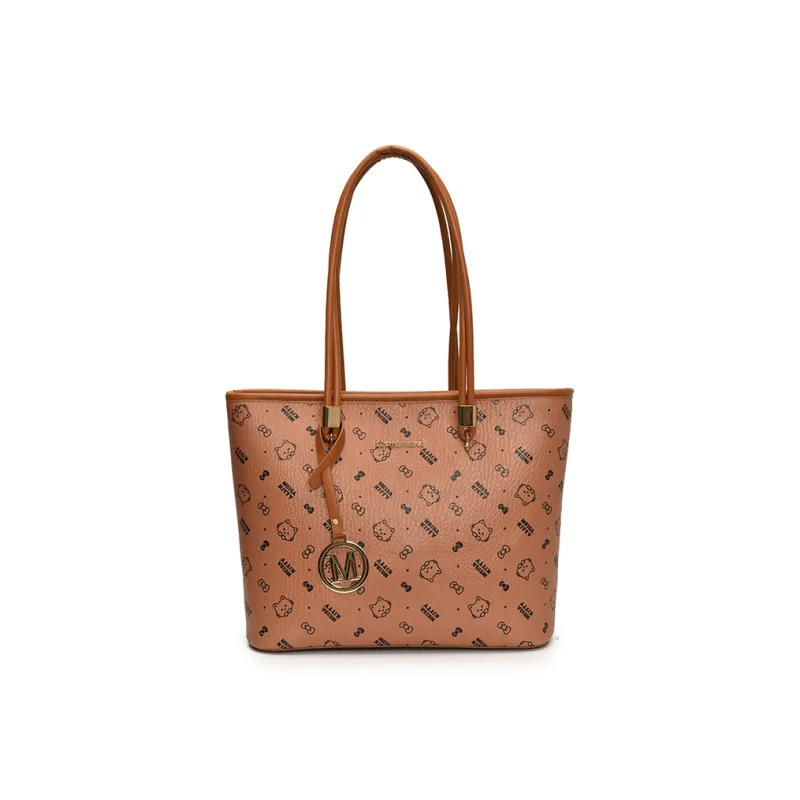 Morellybear PU Shoulder Bag Women's Pink/Brown/White-7