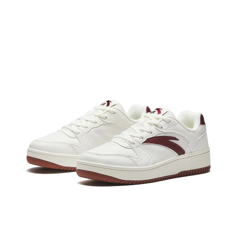 Anta Original Year Slip Resistant Height Increasing Low Top Skateboard Shoes Women's White Red-3