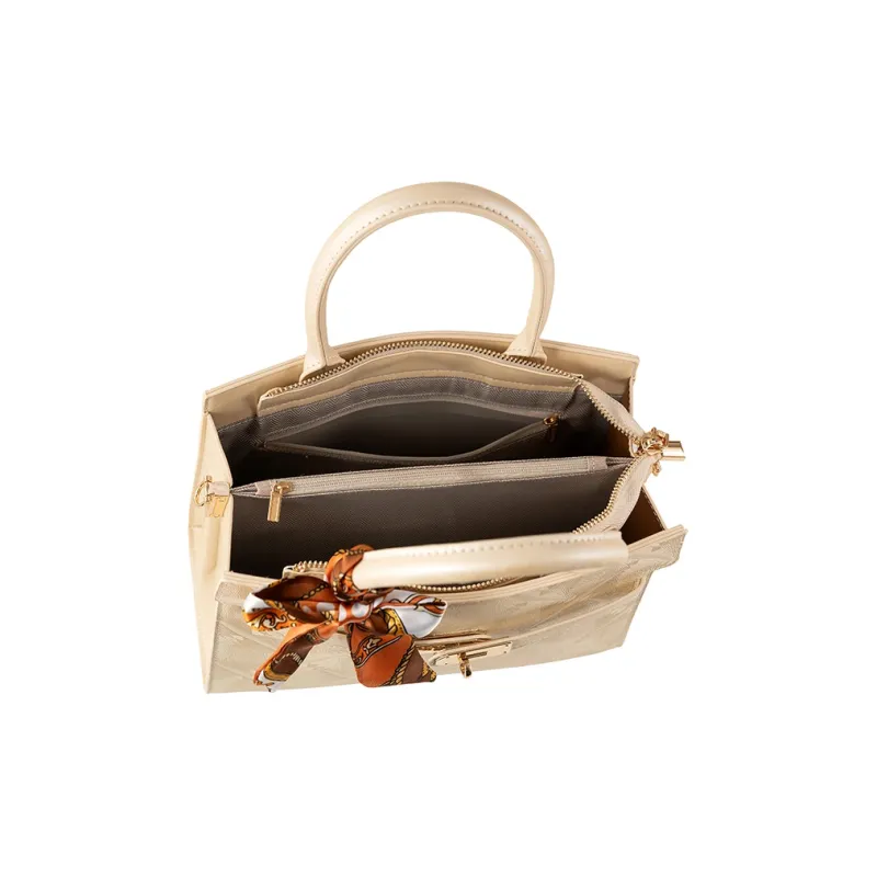 Vigno Synthetic Leather Tote Shoulder Bag, Crossbody Bag, Handbag Women's Ecru-5