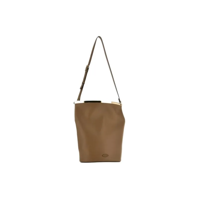 TOD'S Cow Leather Bucket Bags Crossbody Bag, Shoulder Bag Trumpets Women's Brown-1