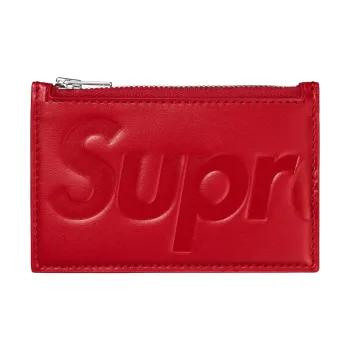 Supreme Leather Card Holder Unisex Red