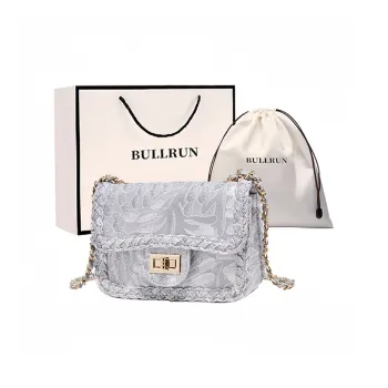 Bullrun Fabric, Synthetic Leather Shoulder Bag, Crossbody Bag Regular Women's Silver