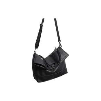 VIHUS Microfiber Leather Crossbody Bag, Shoulder Bag Regular Men's Black