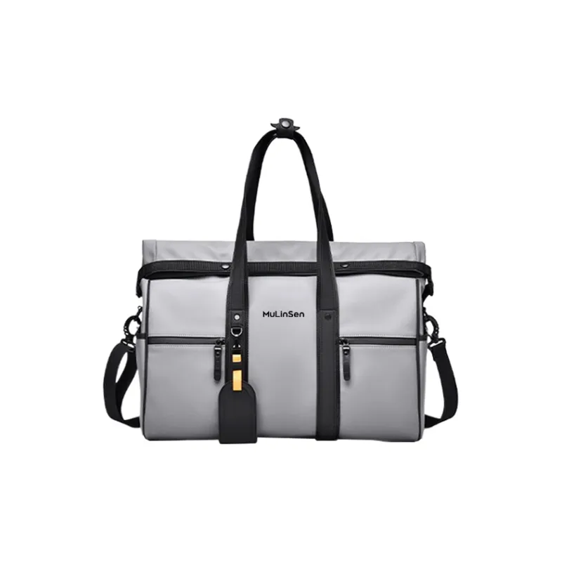 Mulinsen PU Travel Bag Unisex Classic Black/Stylish Gray/Woven Pattern Black-3