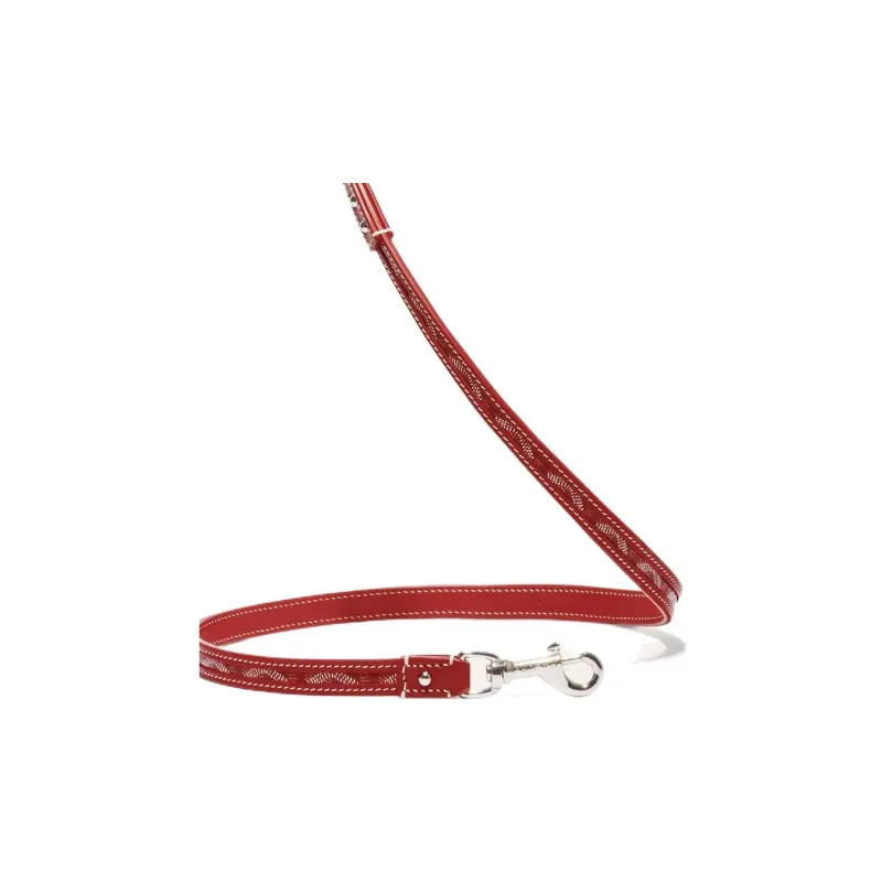 GOYARD Goyardine Canvas With Clamecy Cow Leather Dog's Teeth Leash With Carrying Strap Unisex Red-2