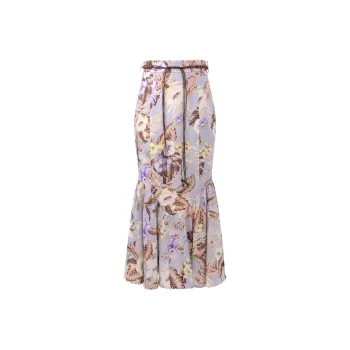 Zimmermann SS25 Casual Long Skirt Women's Pink Blue