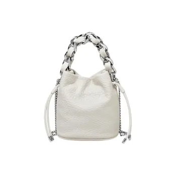 15 MINS Synthetic Leather Bucket Bag, Shoulder Bag, Crossbody Bag, Handbag Women's Ecru/Black