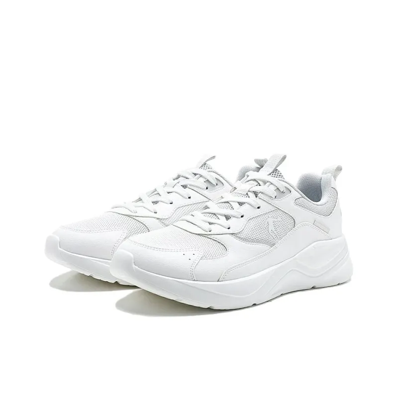 QIAODAN Slip Resistant, Breathable, Lightweight Low Top Casual Shoes Men's Cloud Peak White With Light Gray-2