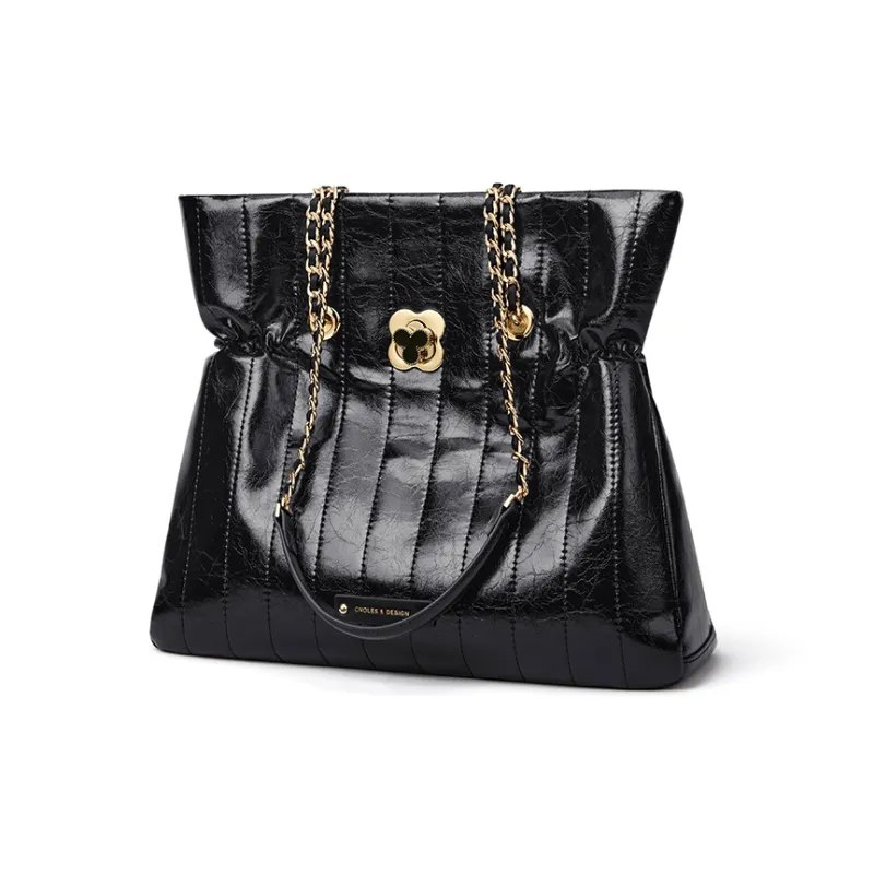 CNOLES Synthetic Leather Casual Workplace Date Commute Crossbody Bag, Shoulder Bag Tote Regular Women's Glaze Black-1