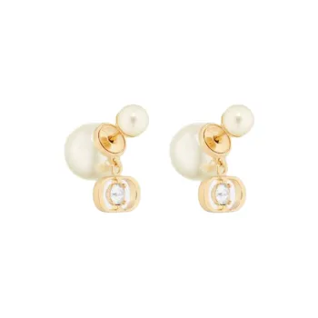 DIOR Metal, Resin, Pearl, Crystal Earrings Unisex Gold