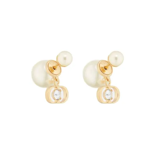 DIOR Metal, Resin, Pearl, Crystal Earrings Unisex Gold