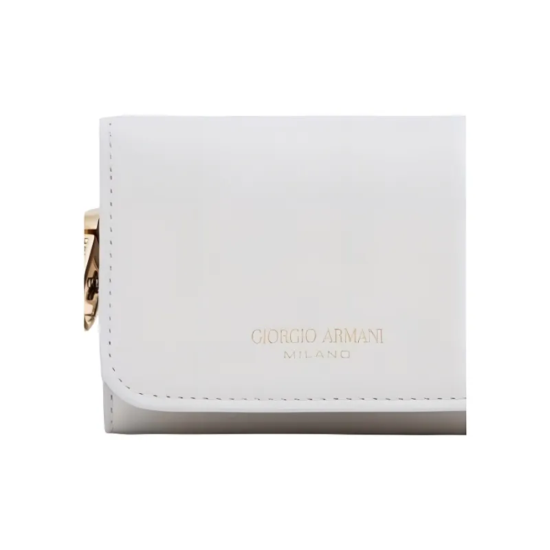 AMANI Cow Leather Trifold Wallet Mini Women's White-4