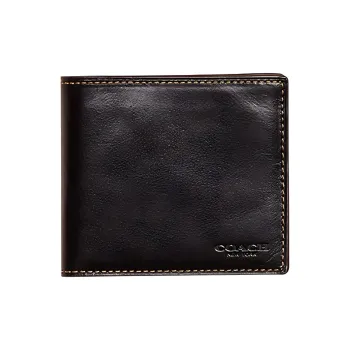 COACH Billfold Wallet Buffalo Leather Card Holder Wallet Women's Black
