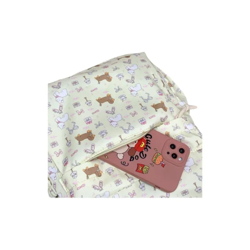 H YXIANG Nylon Backpack Regular Women's Floral Puppy-1