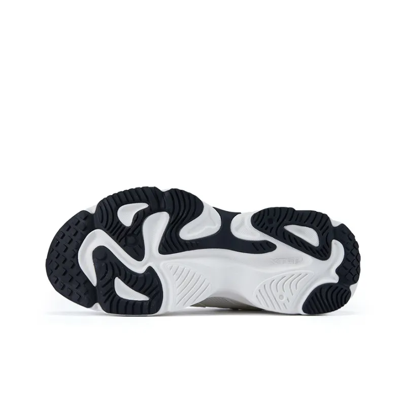 XTEP Cushioning Coverage Abrasion Resistant Lightweight Slip Resistant Low Top Chunky Sneakers Men's White Gray Black-4