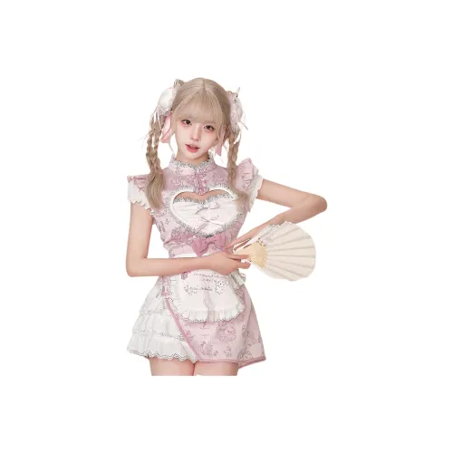 Udon House Two Piece Skirt Sets Women's Pink