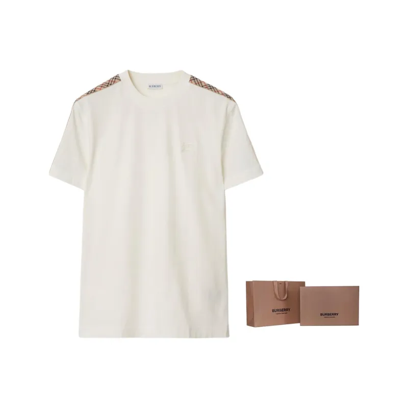 Burberry Checkered trim Cotton T shirt-7