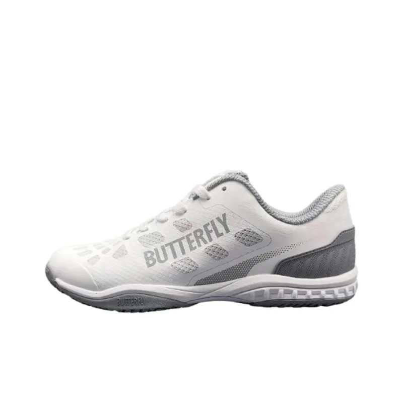 Butterfly Slip Resistant And Abrasion Resistant Functionality Low Top Table Tennis Shoes Unisex White-0